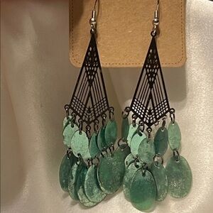 Elegant Green Chandelier Earrings